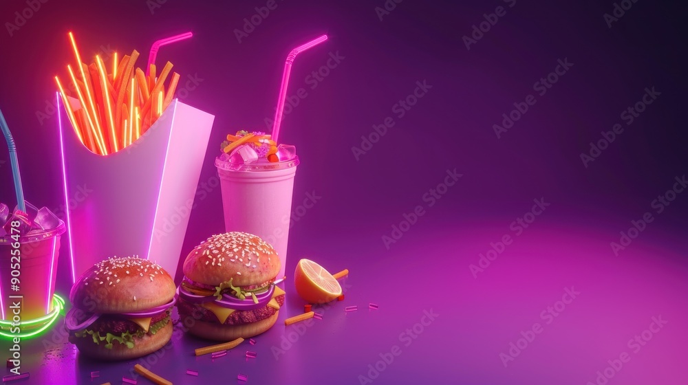 Neon Fast Food Feast Neon Fast Food Feast