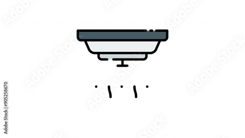 White smoke detector with gray base, wavy lines suitable for safety equipment advertisements, home security concepts, fire prevention campaigns, and building safety visuals icon motion graphic animati photo