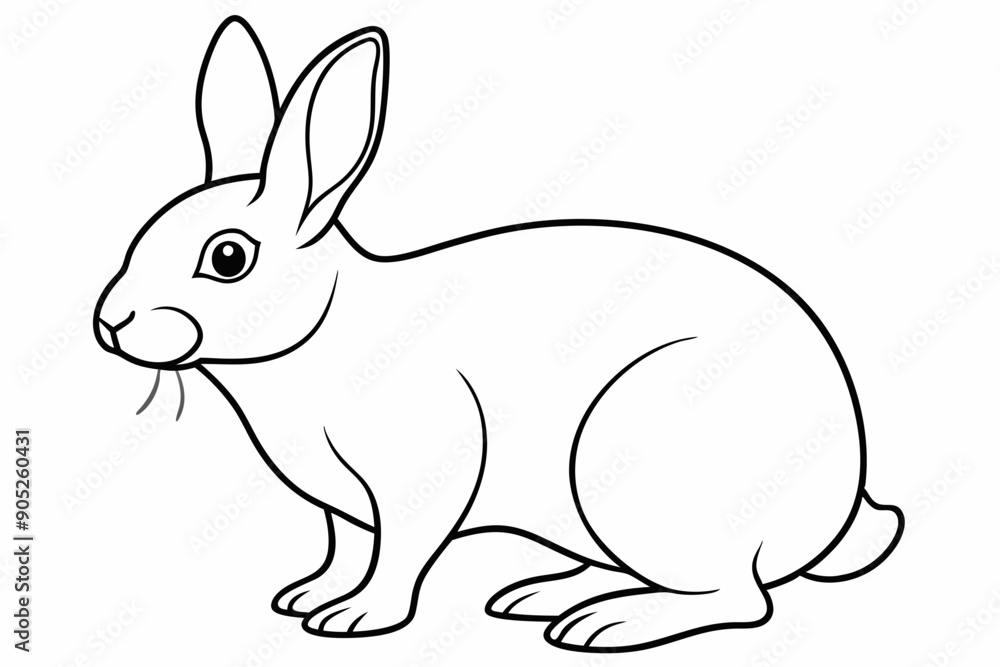 Fototapeta premium rabbit line art vector illustration, Cute bunny rabbit outline, easter bunny line art vector