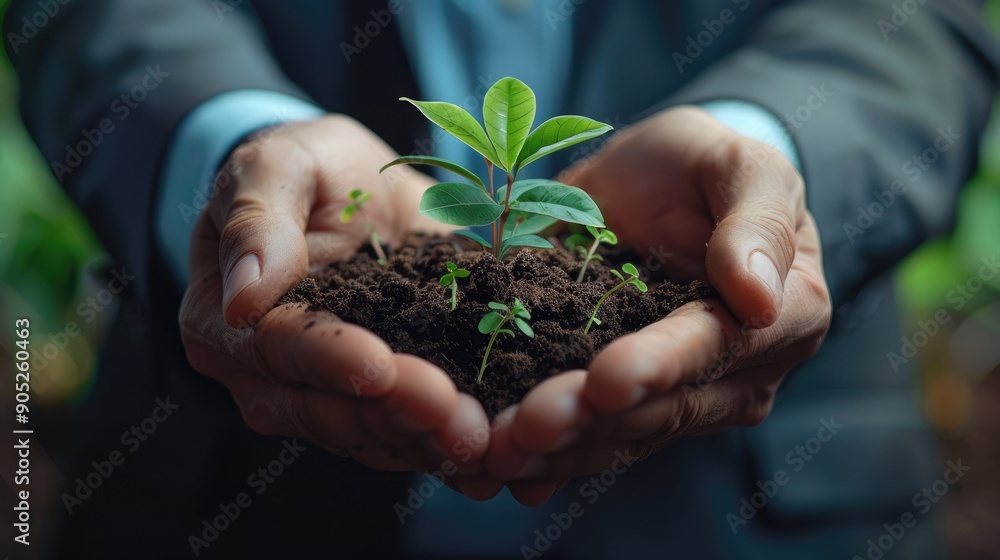 close-up of hands holding a small potted plant .AI Generate close-up of hands holding a small potted plant .AI Generate
