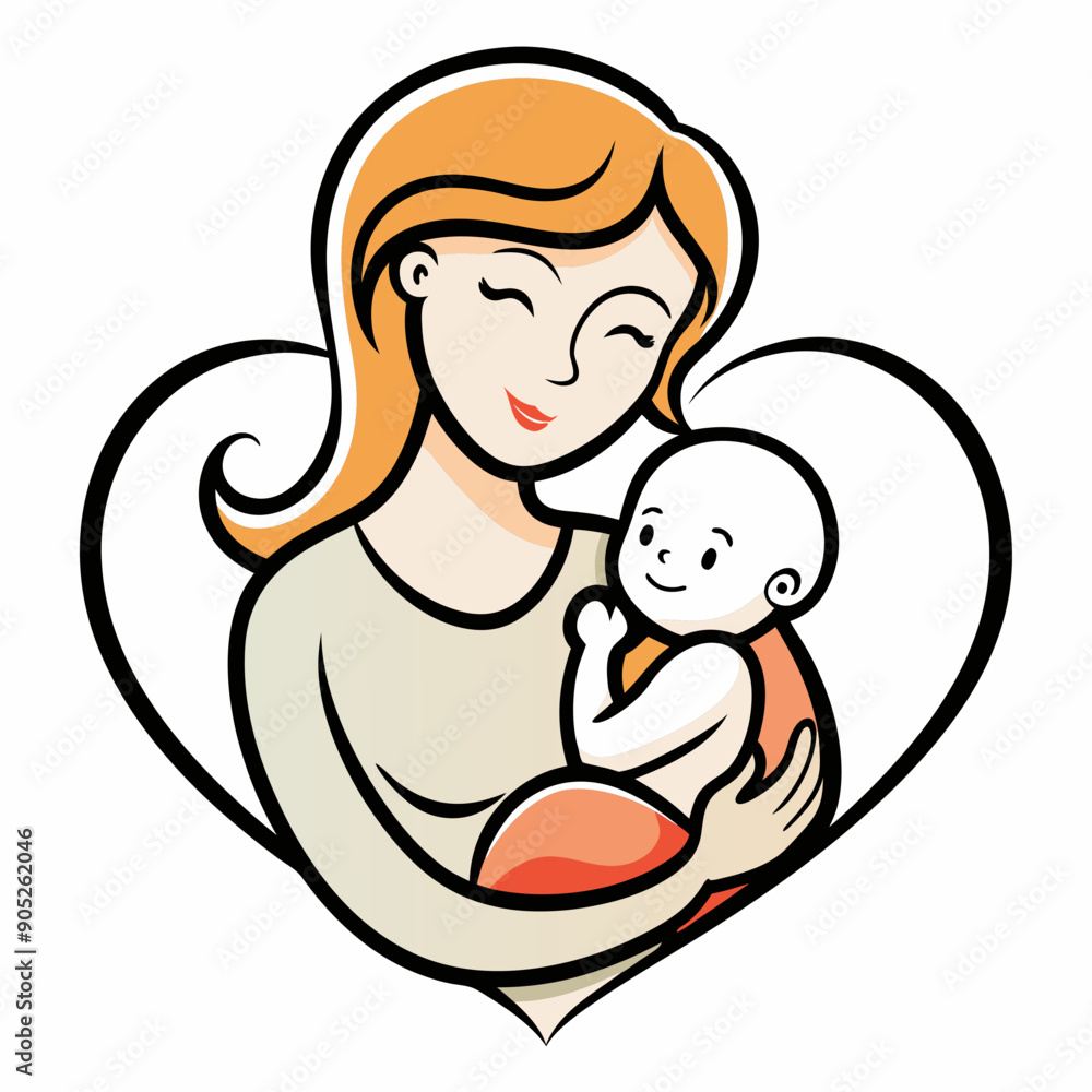 Mother with her baby heart vector illustration .eps Mother with her baby heart vector illustration .eps