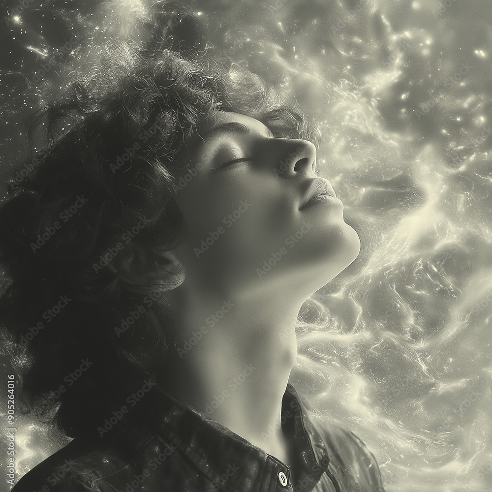 Dreamy Boy with Curly Hair in Ethereal Night Sky
Dreamy Boy with Curly Hair in Ethereal Night Sky