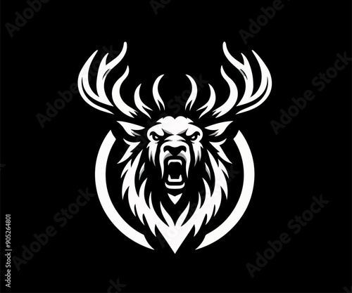 Roar deer | head of a elk | head of deer | angry deer | head of a bull | tribal deer tattoo | silhouette elk | silhouette artwork | head of a deer tattoo | deer vector | elk artwork | bull roar | deer