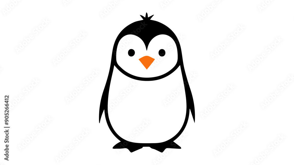 Fototapeta premium very cute penguin with yellow beak and black body illustration in vector