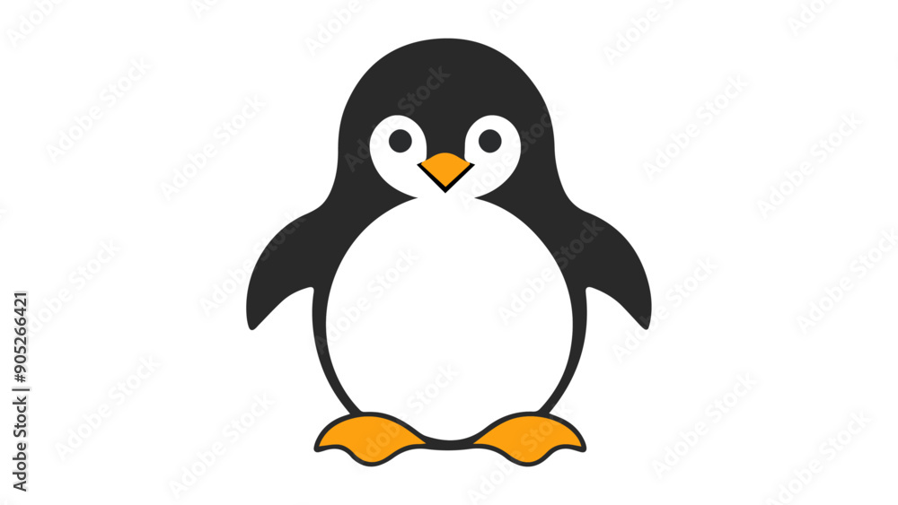 Obraz premium Linux penguin shape illustration on a white background