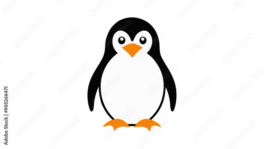 penguin with orange beak and feet vector illustration on white background penguin with orange beak and feet vector illustration on white background