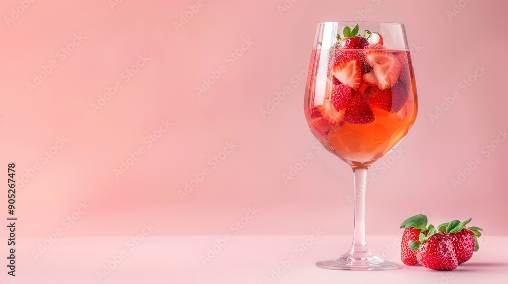 Fresh strawberry fruit cocktail on table Fresh strawberry fruit cocktail on table