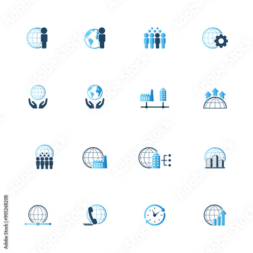 Universal business management and human resources icon set. Universal icons for web and mobile. Vector.	