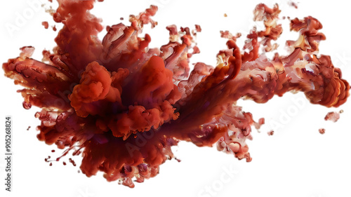 Abstract red smoke explosion isolated on transparent png.