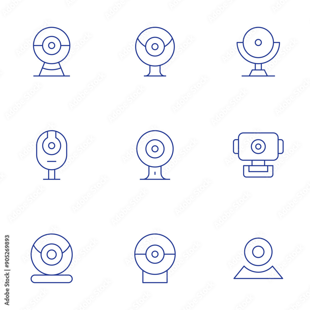 Webcam icons set. Thin Line style, editable stroke. webcam driver, webcam for PC, 1080p webcam, webcam microphone, webcam for laptop Webcam icons set. Thin Line style, editable stroke. webcam driver, webcam for PC, 1080p webcam, webcam microphone, webcam for laptop