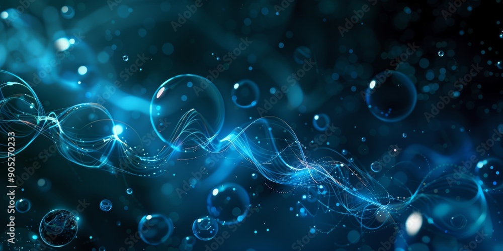 Abstract background with spherical elements and futuristic network, dark background, blue accents, high tech, minimalistic composition. Abstract background with spherical elements and futuristic network, dark background, blue accents, high tech, minimalistic composition.