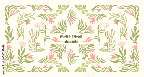 Vintage floral frames, corners, and borders. Vector.