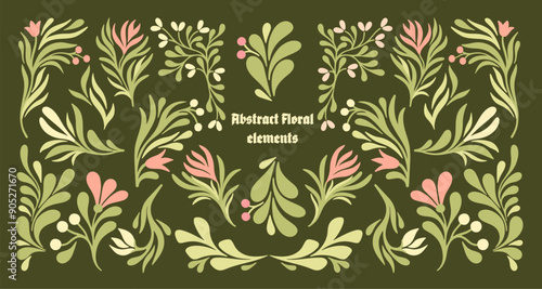 Vintage floral frames, corners, and borders. Vector.