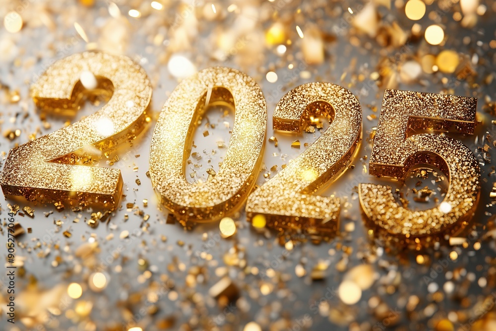 Shining golden 2025 on white background for 2025 New Year Shining golden 2025 on white background for 2025 New Year
