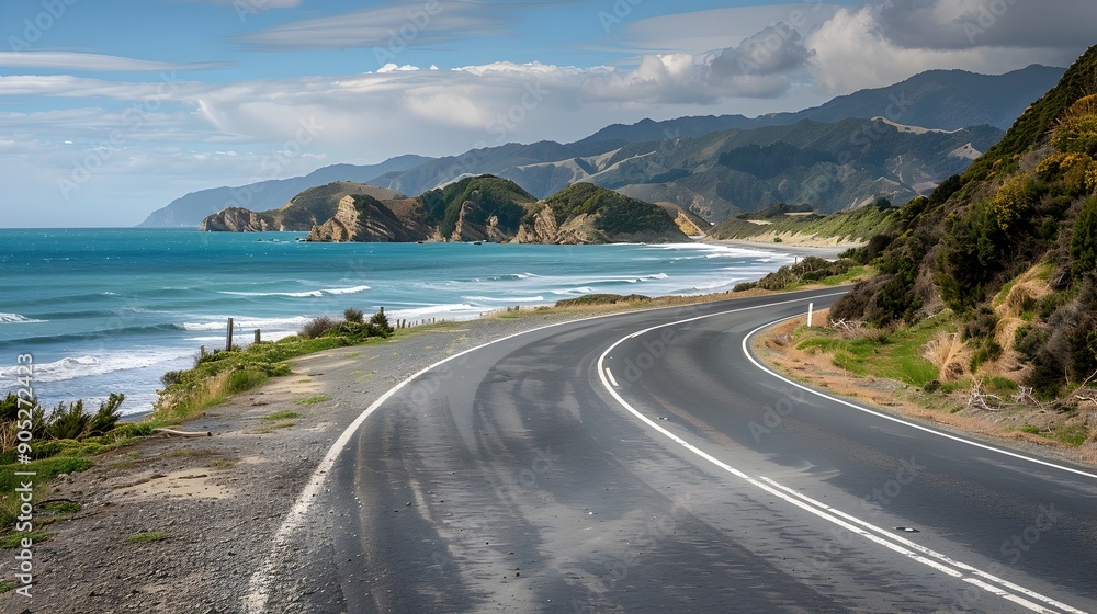 Scenic Coastal Route with Breathtaking Ocean Views and Rocky Cliffs Scenic Coastal Route with Breathtaking Ocean Views and Rocky Cliffs