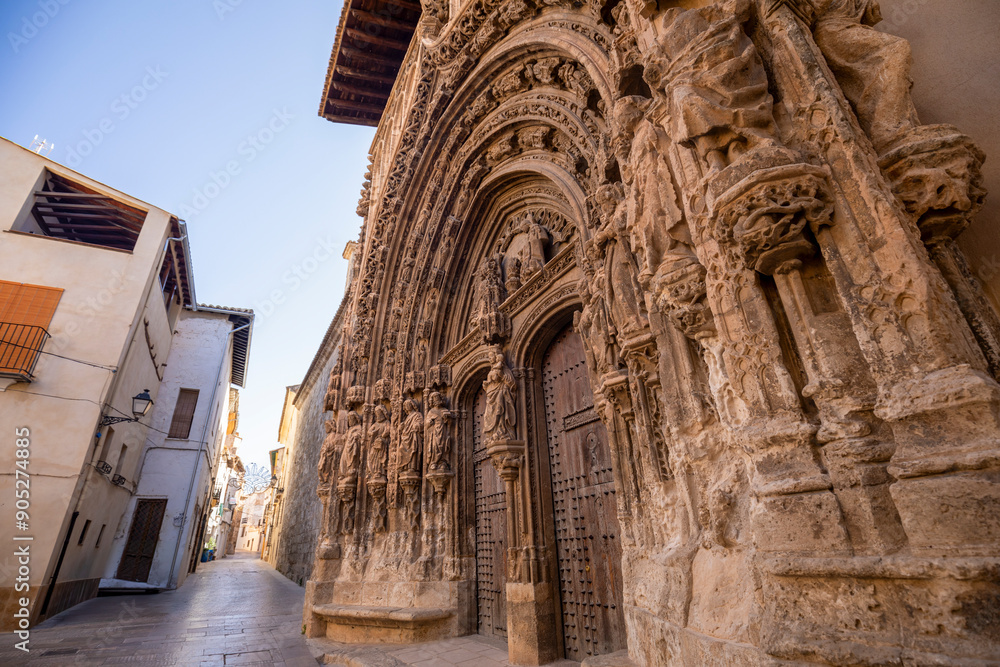 Gothic facade of the church of Santa María de Requena, Valencia, Spain, on Santa Maria street Gothic facade of the church of Santa María de Requena, Valencia, Spain, on Santa Maria street