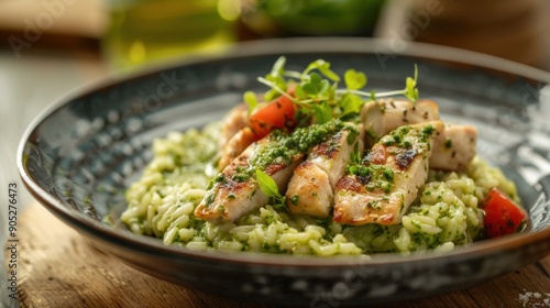 Grilled Chicken with Pesto Risotto © ari