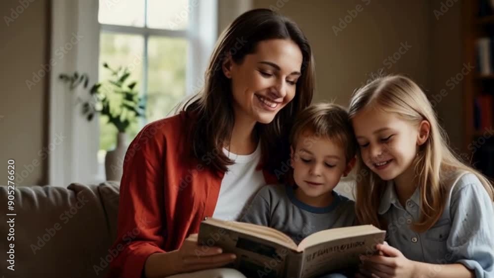 Mother Reading a Book to Her Two Daughters Mother Reading a Book to Her Two Daughters