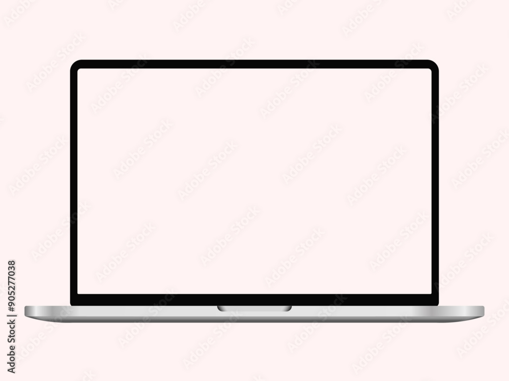 Isolated laptop mockup light-pink background with blank screen Isolated laptop mockup light-pink background with blank screen
