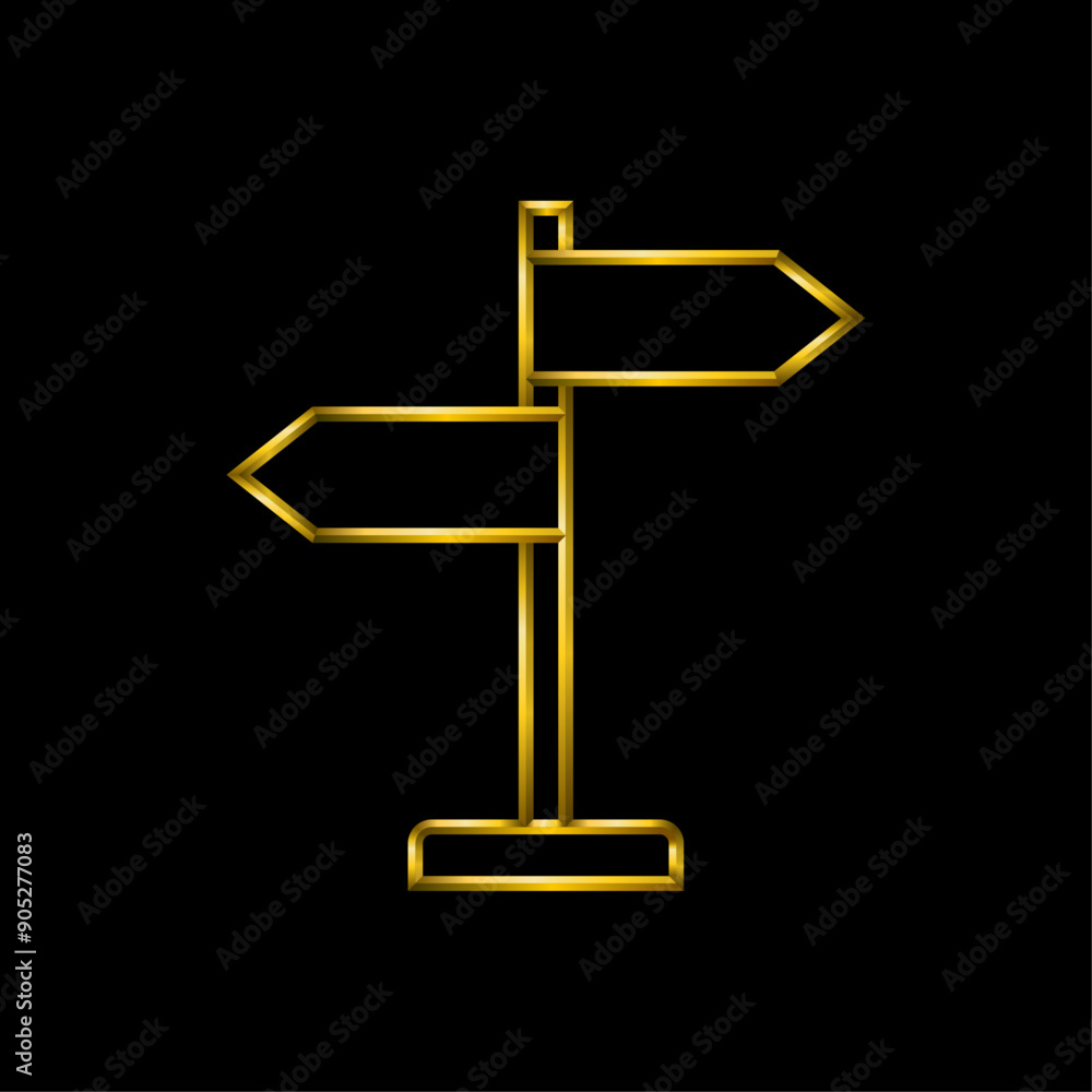 Directions icon. Metallic gold icons set collection. Directions icon. Metallic gold icons set collection.
