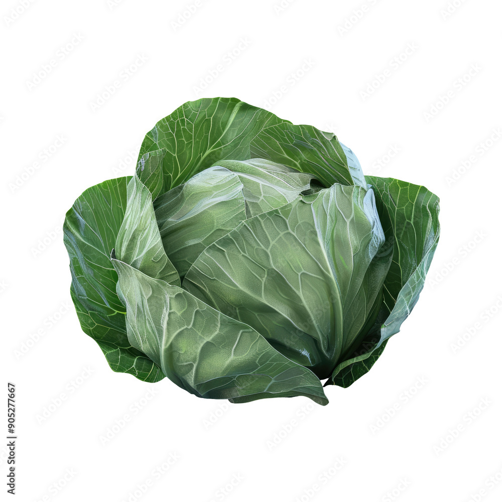 Fototapeta premium Green cabbage on transparent background