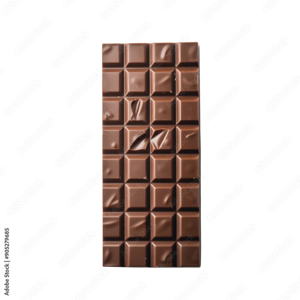 Obraz premium A delicious bar of unwrapped milk chocolate isolated on a white background. Perfect for dessert or snack-related concepts.