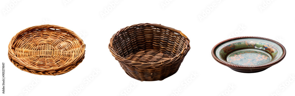 Empty Spaces Basket, Box, Plate Bright and Colorful Studio Shot Empty Spaces Basket, Box, Plate Bright and Colorful Studio Shot