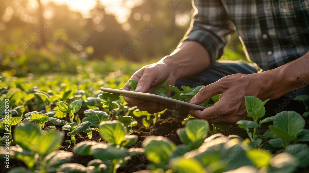 Farmer Using Technology In Field Farmer Using Technology In Field