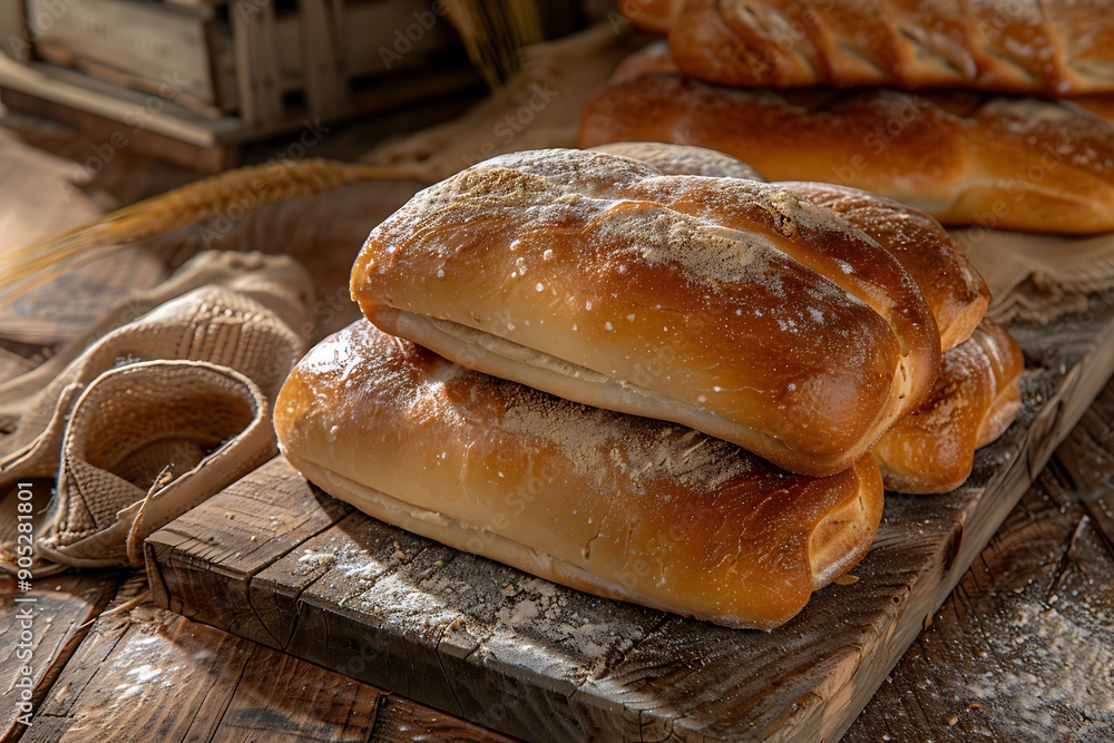 set freshly baked homemade bread in the kitchen table set freshly baked homemade bread in the kitchen table