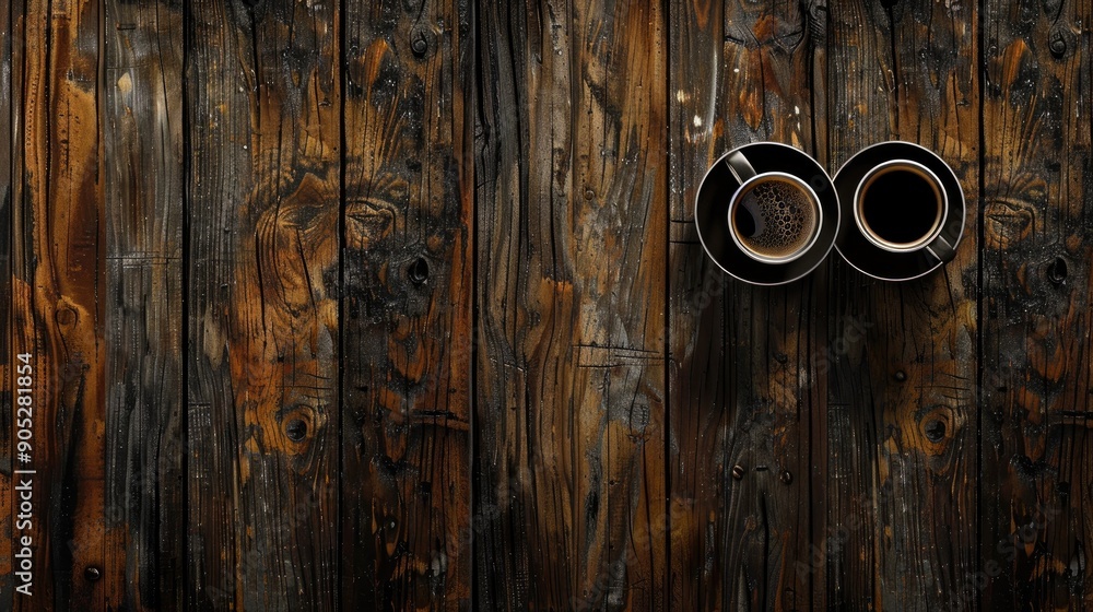 Wooden background with coffee cups Wooden background with coffee cups