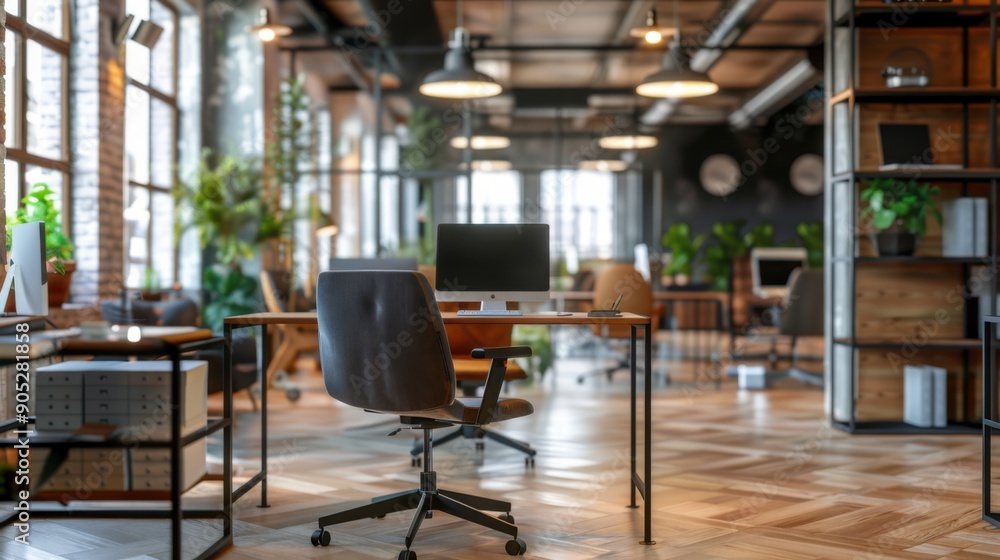 Naklejka premium modern loft office interior with furniture