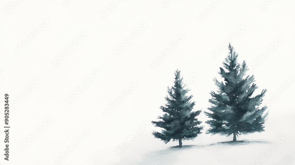 Obraz premium Watercolor background with pine fir tree for christmas illustration