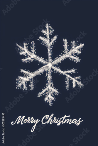 Wallpaper Mural Minimalist Christmas card with white snowflake and 'Merry Christmas' text on dark blue background, perfect for holiday greetings, invitations, and seasonal messages Torontodigital.ca