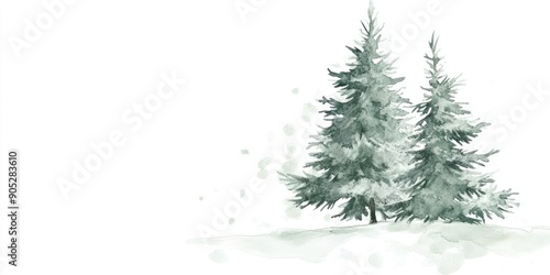 Obraz na płótnie Watercolor background with pine fir tree for christmas illustration w salonie