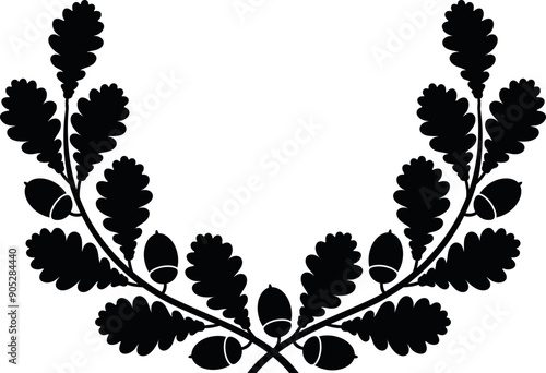 Oak wreath logo. Isolated oak wreath on white background
