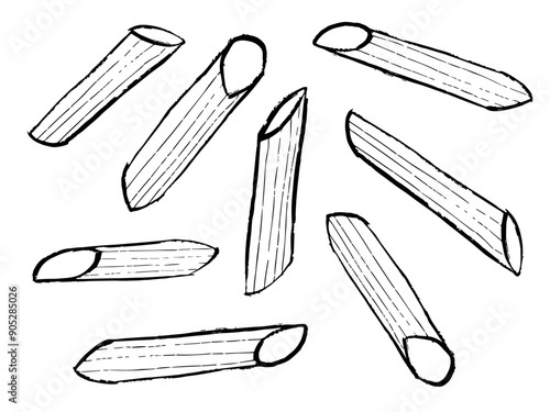 hand drawn illustration of penne pasta 