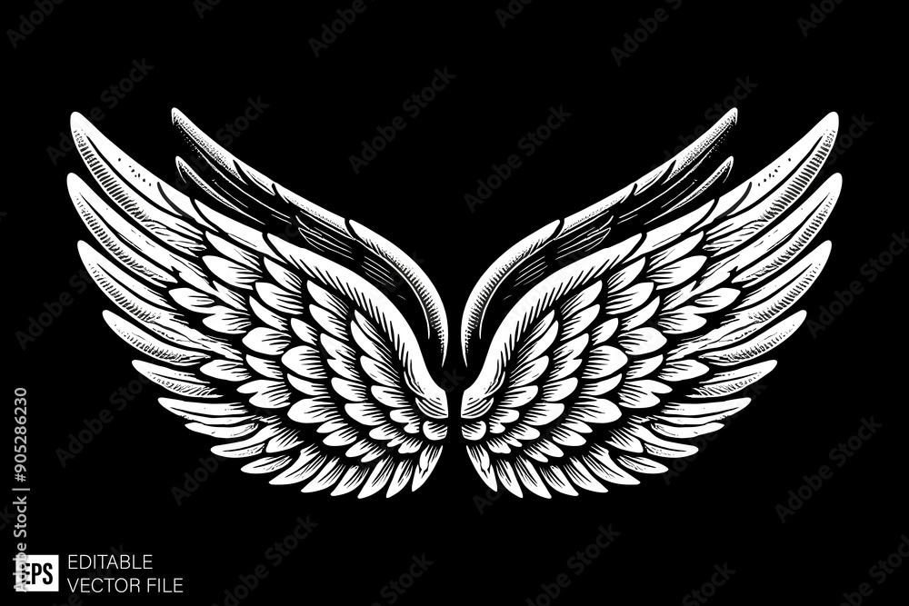 Obraz premium wing black and white vector clip art silhouette graphic design