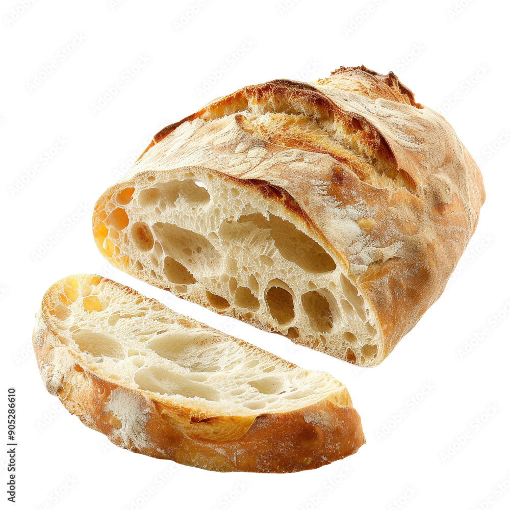 Sliced artisan bread with a golden crust and airy interior, perfect for any meal or snack. Sliced artisan bread with a golden crust and airy interior, perfect for any meal or snack.