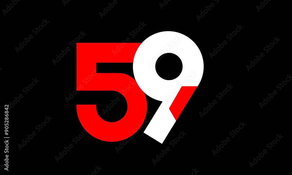 59 Red White Number Geometric Simple Fresh 59 Red White Number Geometric Simple Fresh