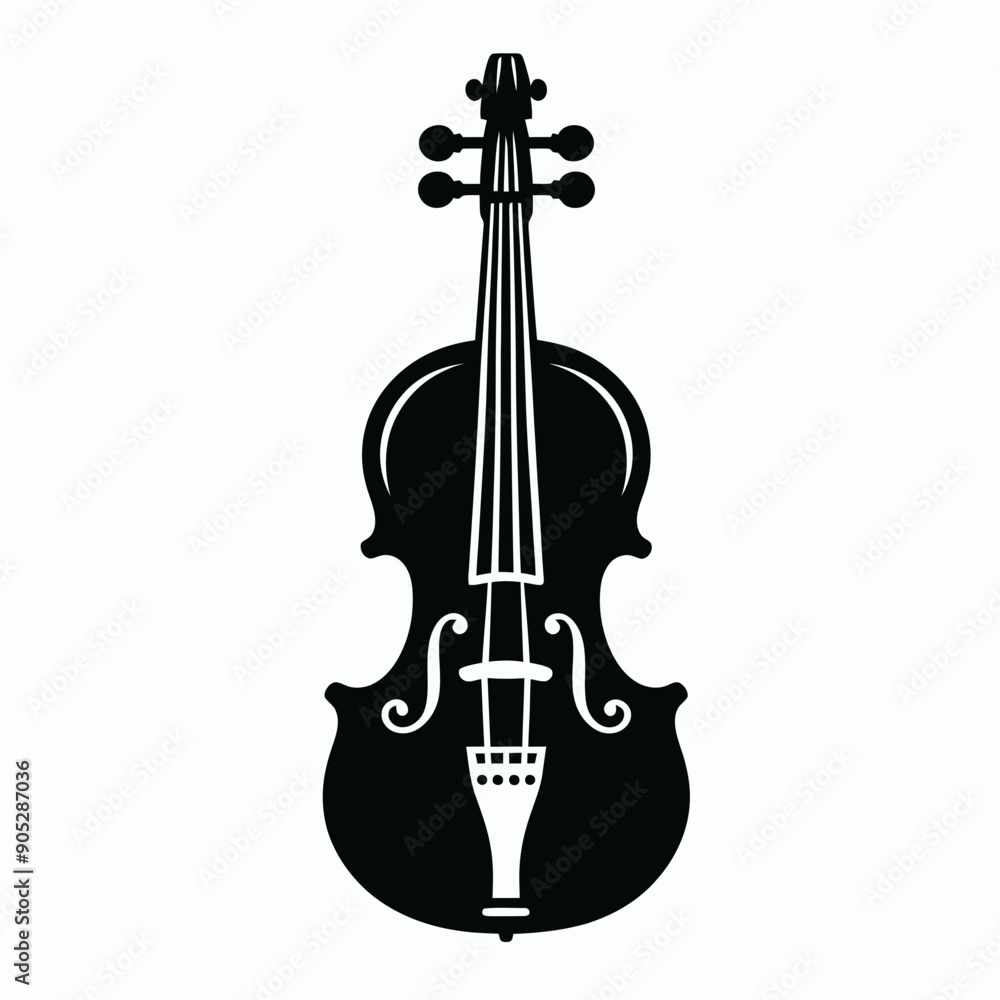 Fototapeta premium silhouette violin very simple and single violin silhouette white background