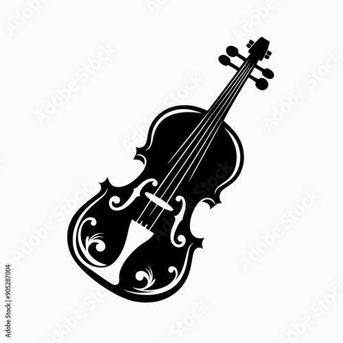  silhouette violin very simple and single violin silhouette white background