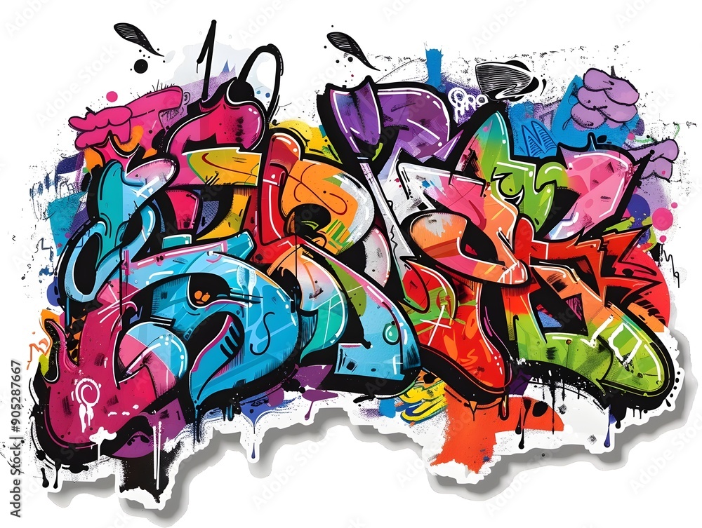 Naklejka premium Stylish Streetwear Graffiti Art Sticker Design for Shirt or Product Branding