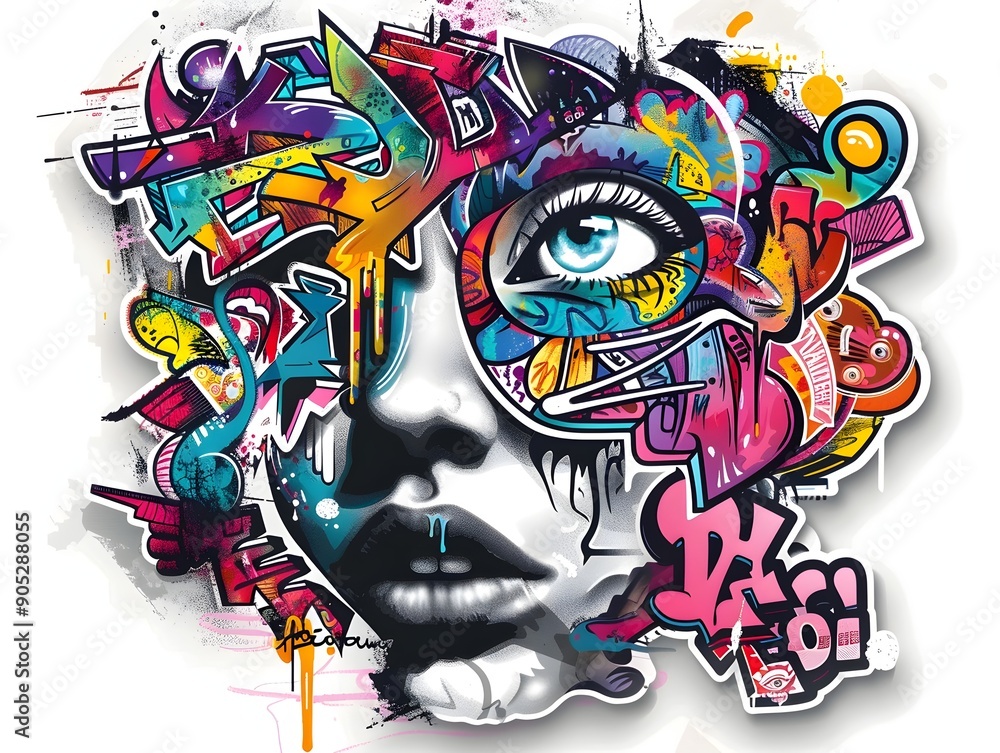 Obraz premium Stylish Streetwear Graffiti Art Design Suitable for Sticker and Shirt Printing
