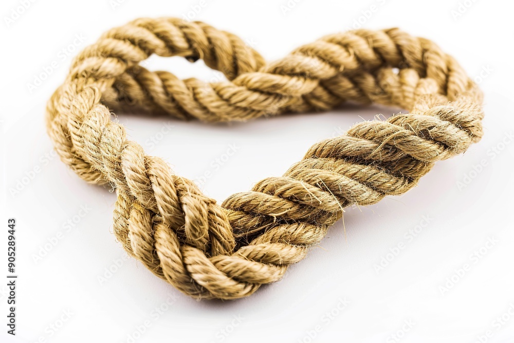 Rope shaped into a heart, isolated on a white background. Ai generative Rope shaped into a heart, isolated on a white background. Ai generative