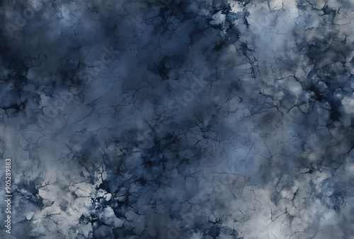 Beautiful Abstract Grunge Decorative Navy Blue Dark Stucco Wall Background. Art Rough Stylized Texture.