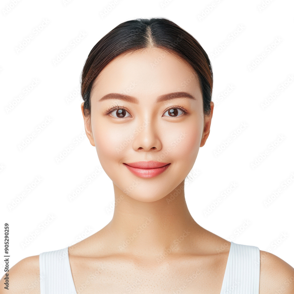 A woman with a white background and a smiling face A woman with a white background and a smiling face