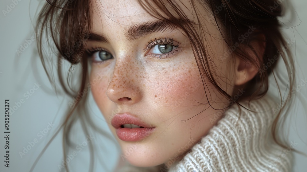 An evocative portrait of a young woman in a cozy sweater, gazing thoughtfully into the distance, enveloped in the soft, warm hues indoors, embodying contemplation and serenity. An evocative portrait of a young woman in a cozy sweater, gazing thoughtfully into the distance, enveloped in the soft, warm hues indoors, embodying contemplation and serenity.