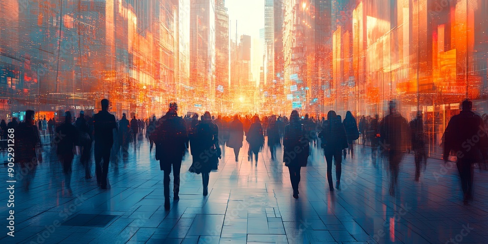 Obraz premium Inclusive Urban Design with Diverse City Pedestrians