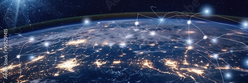 Global Network Connection Embracing Innovation Progress and Sustainability in a Futuristic World photo