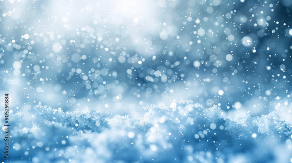 A snowy abstract background with a soft focus effect, featuring blurred snowflakes falling gently against a cool, icy blue backdrop. The dreamy effect creates a tranquil winter scene. A snowy abstract background with a soft focus effect, featuring blurred snowflakes falling gently against a cool, icy blue backdrop. The dreamy effect creates a tranquil winter scene.